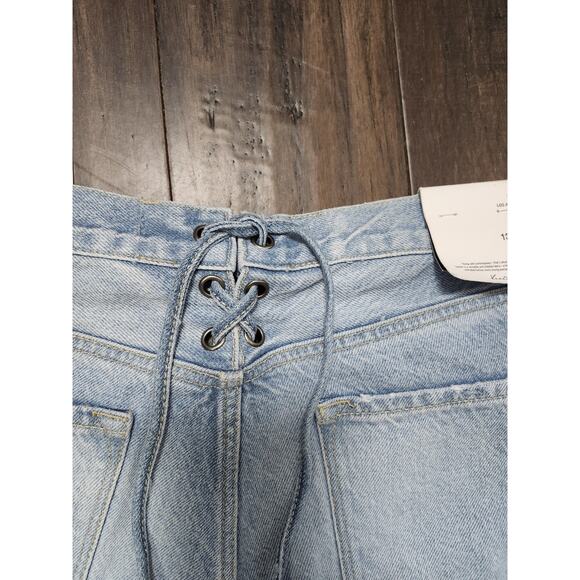 KanCan 90s Flare High Rise Jeans Size 13/30 Corset Back Lace Up Light Wash NWT - Picture 8 of 9